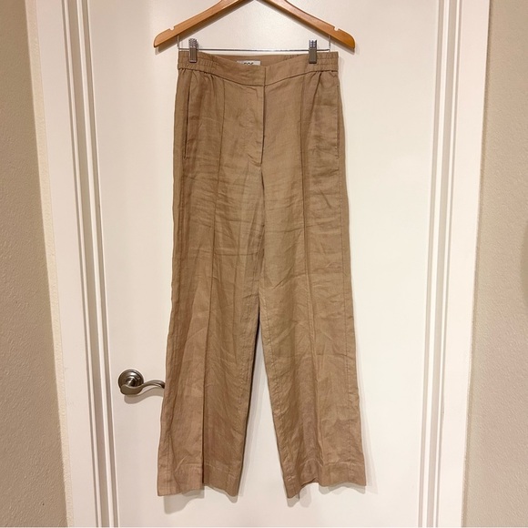 COS Pants - COS 100% LINEN WIDE-LEG TROUSERS color khaki EU34 US 4 adjustable waist pockets